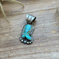 Sterling Silver Kingman Turquoise Cowboy Boot Pendant – Handmade by Artist Shay Pfeiffer