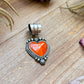 Sterling Silver Orange Spiny Oyster Heart Pendant – Handmade by Artist Shay Pfeiffer