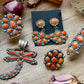 Sterling Silver Orange Spiny Oyster Mosaic Cluster Ring Size 7.5, Artist Shay Pfeiffer