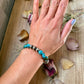 Sterling Silver Spiderweb Kingman Turquoise & Ponca Pearl Memory Wire Bracelet – Fits Up to 9” Wrist – Artist Jason Ogg