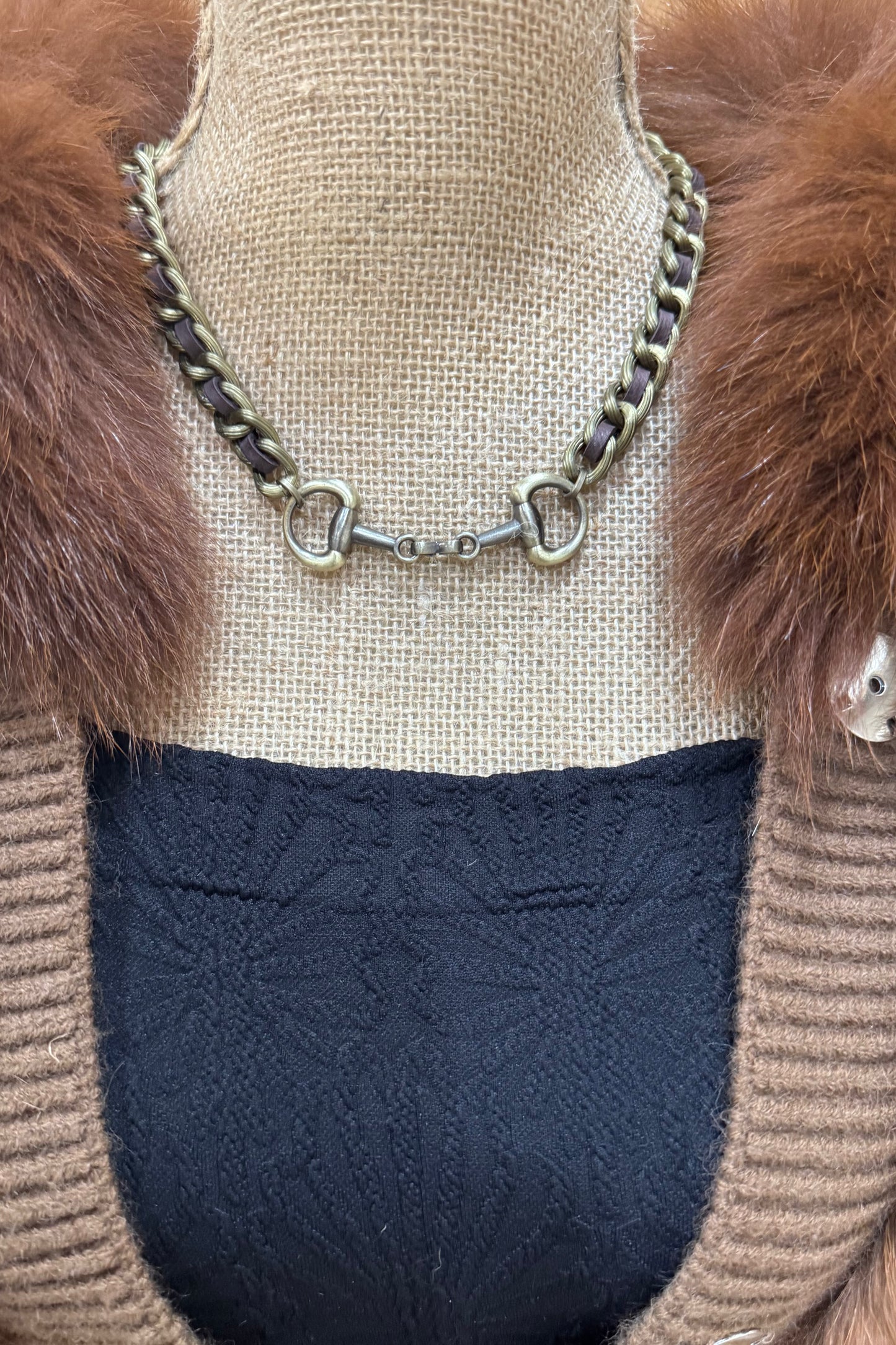 Brass and Leather Horse Bit Necklace by Amy Kaplan