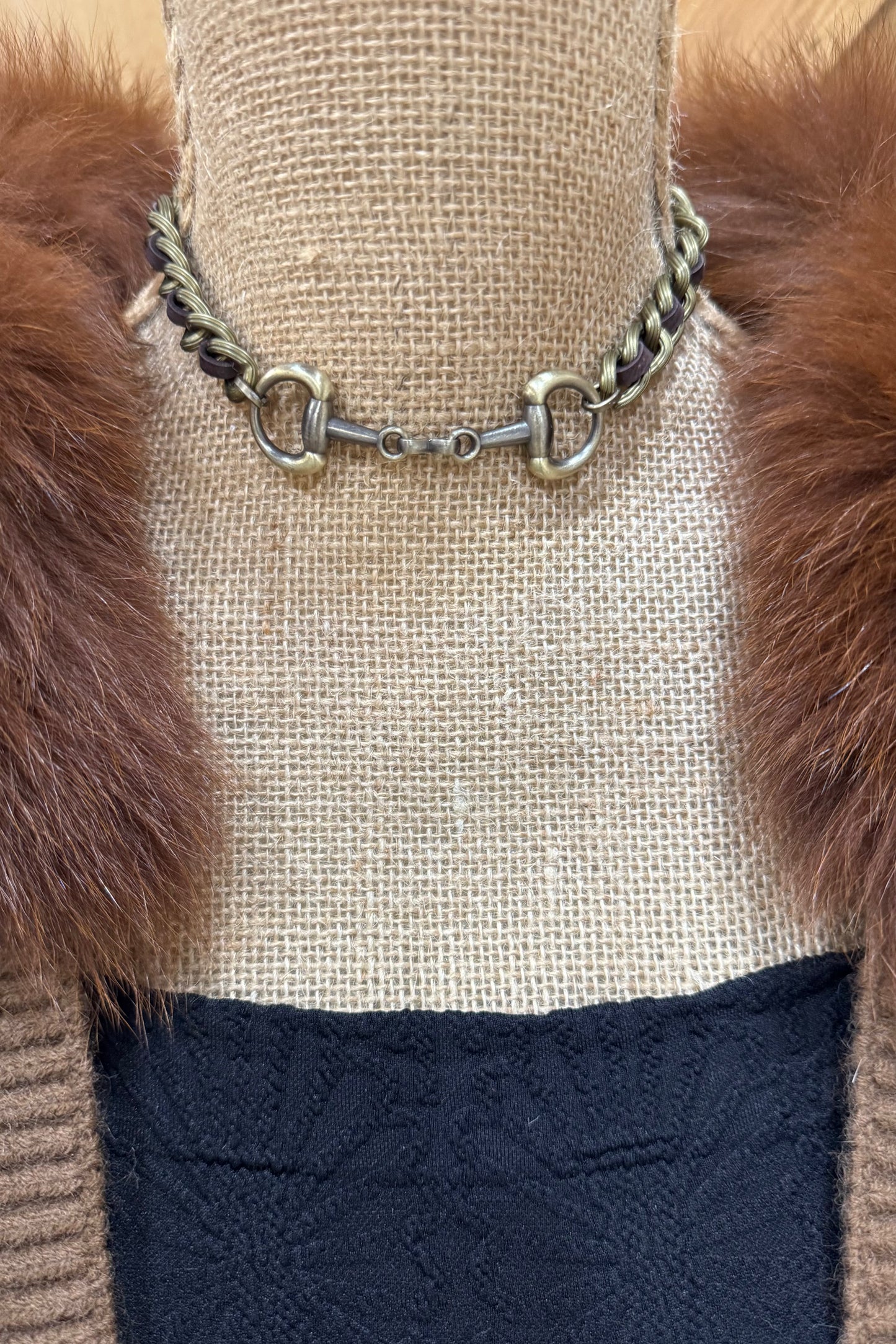 Brass and Leather Horse Bit Necklace by Amy Kaplan