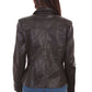 Black leather jacket back view preview