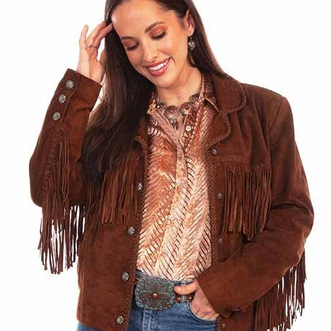 Brown suede fringe jacket - L1080-125 preview
