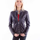 L1109 black leather jacket on woman
