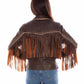 L1114-424-BK Brown Leather Fringe Jacket