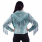 Teal suede fringe jacket L1120-169-BK