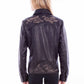 L1121-11-BK Black Leather Jacket with Embroidery