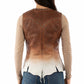 L1163-128-BK Brown & White Leather Vest