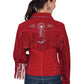 L152-27-BK Red Suede Fringe Jacket