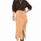 Long Suede Fringe Skirt by Scully in Old Rust