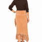 Long Suede Fringe Skirt by Scully in Old Rust