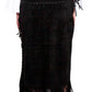 L659-19-BK Black suede fringe skirt