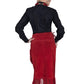 L659-27-BK red suede skirt with fringe