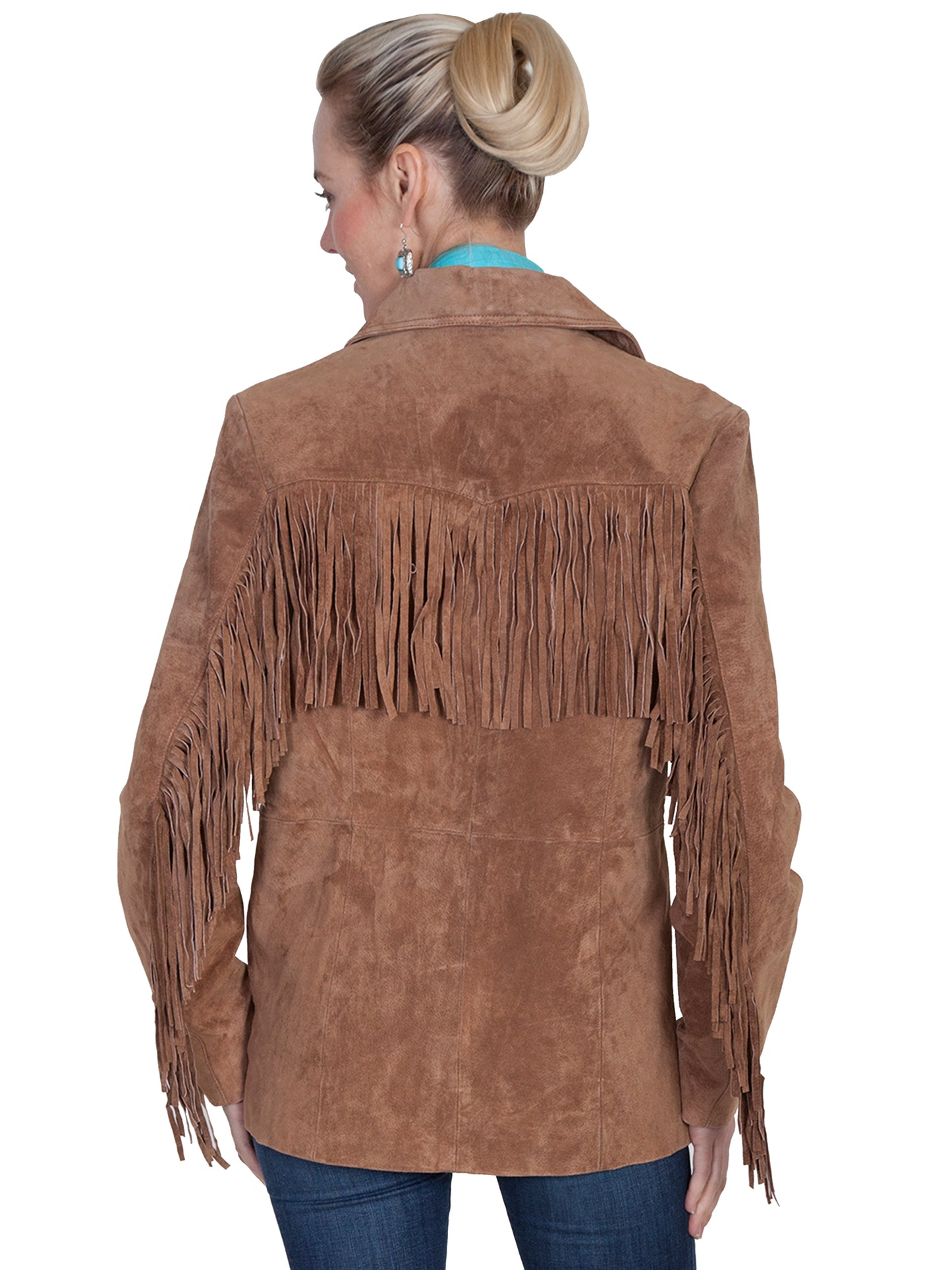Brown suede fringe jacket L74-81-BK