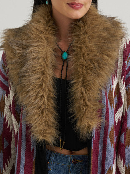 Wrangler Lainey Wilson Fur Collar Duster Cardigan