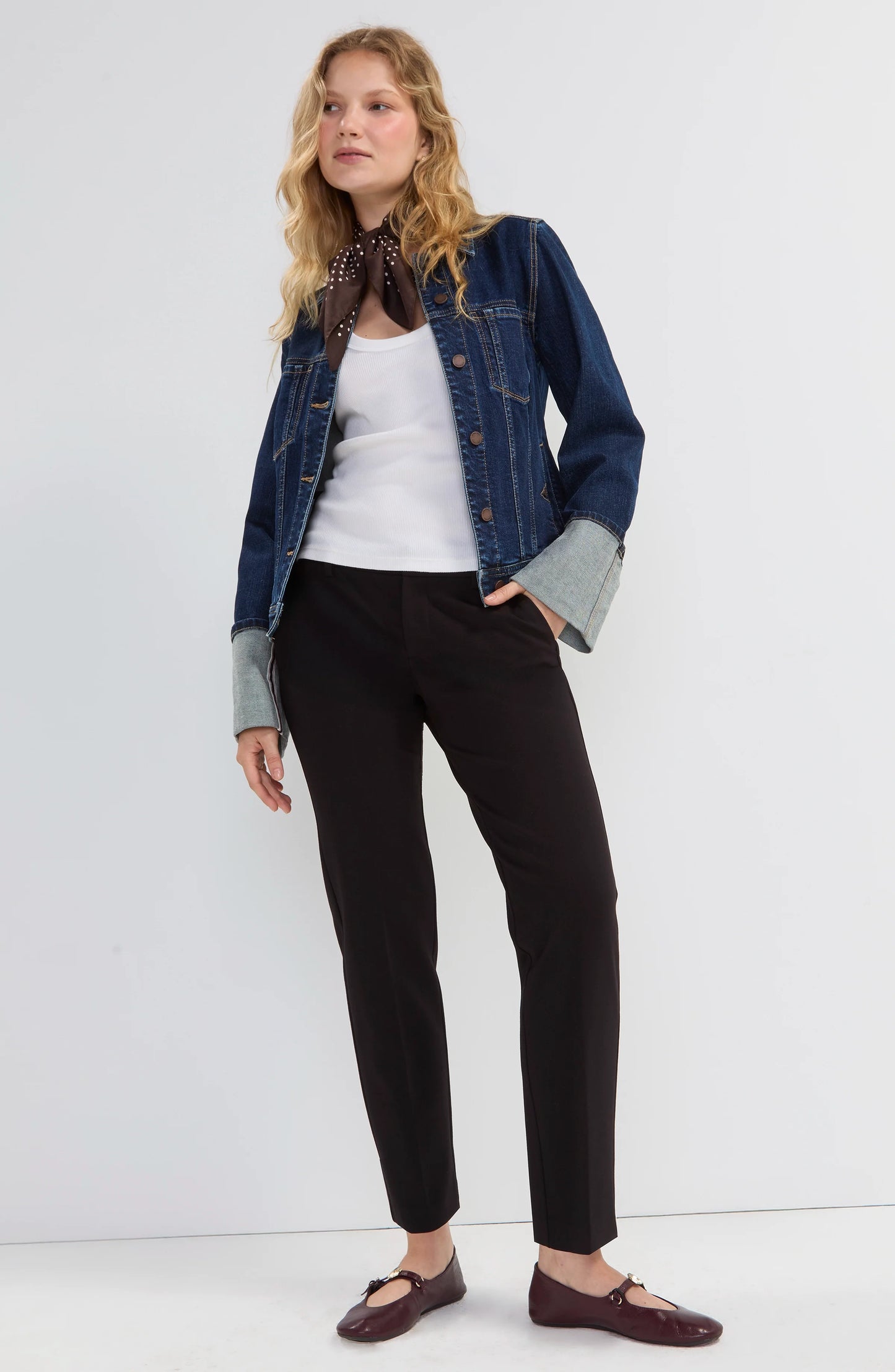 Tall Cuffed Selvedge Denim Trucker Jacket by Liverpool