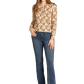 Woman in floral shirt and jeans. LW22T07932.