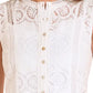 Women's Ivory Lace Front Button Cropped Sleeveless Tank Top by Panhandle