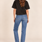 Faux Suede Cropped Tee in Black