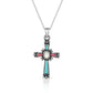 NC4911 Cross Necklace with turquoise, coral, and mother of pearl