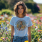 Bourbon Cowgirl shirt on a woman