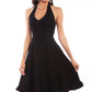 PSL-053-BLK Black Halter Dress