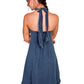 Blue halter dress, PSL-053-DBL-bk preview