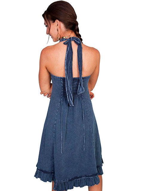 Blue halter dress, PSL-053-DBL-bk preview