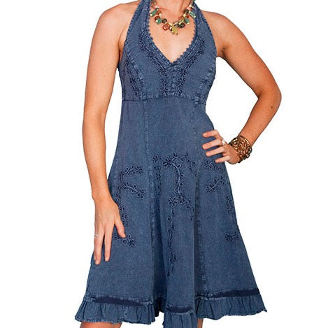 PSL-053-DBL denim halter dress preview