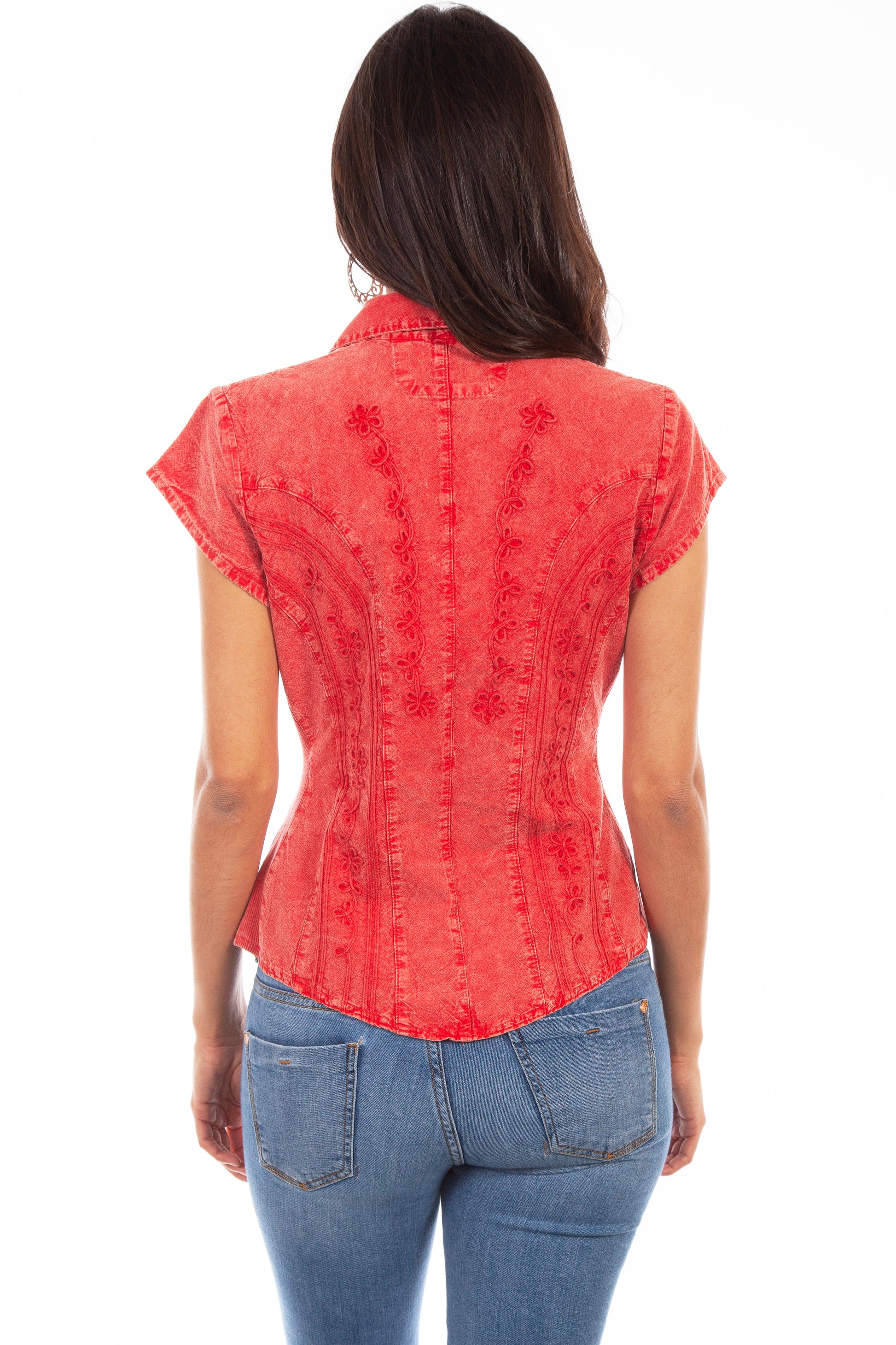 Red acid wash back view top PSL-066-BRI-BK