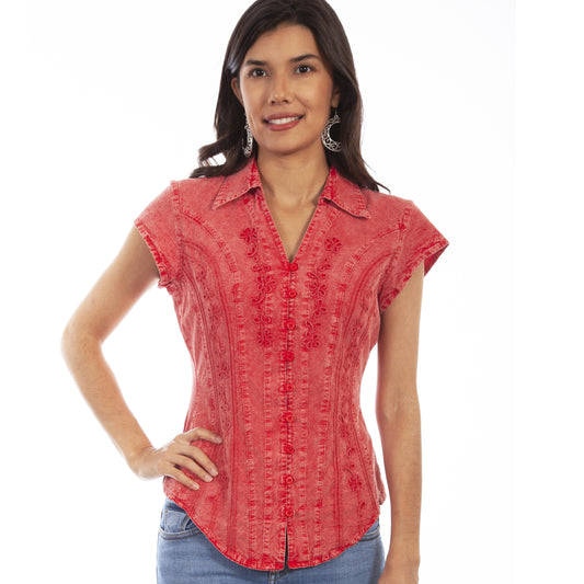 Red embroidered shirt - PSL-066-BRI