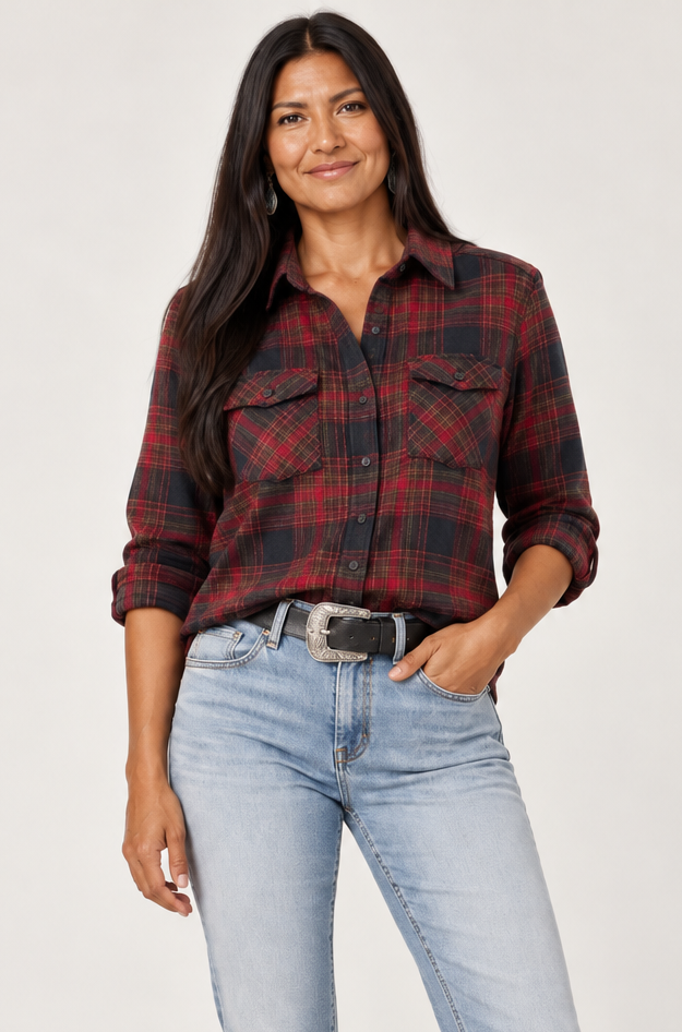 The Perfect Two Pocket Shirt Denim by Pendleton in Plaid