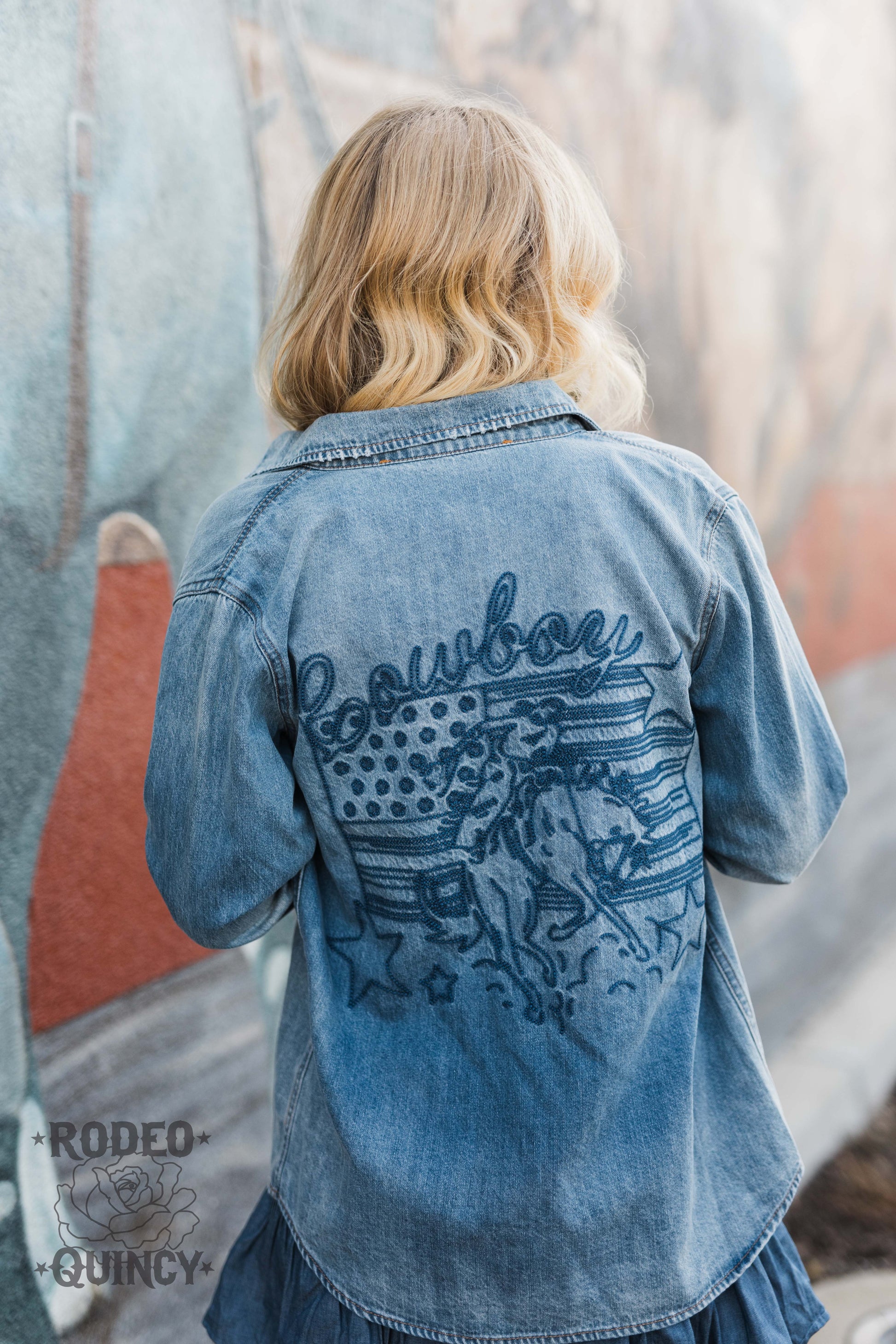 Girl in Cowboy Denim Shirt