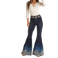 Women's flare jeans with geometric pattern, RRWD7PRZRC