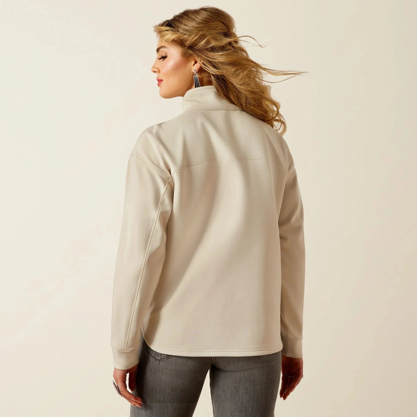 Women's warm back zip jacket in beige