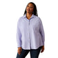 Lavender button-down shirt on model