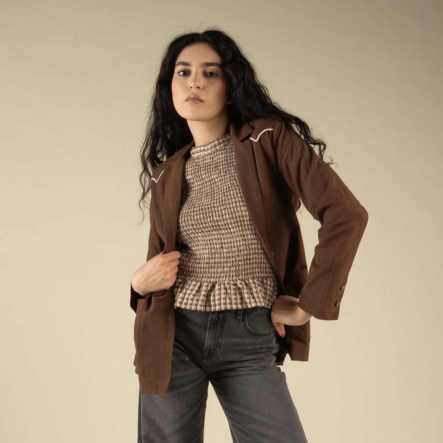 The Eleanor Relaxed Western Blazer in Oakroom by Sendero Provisions