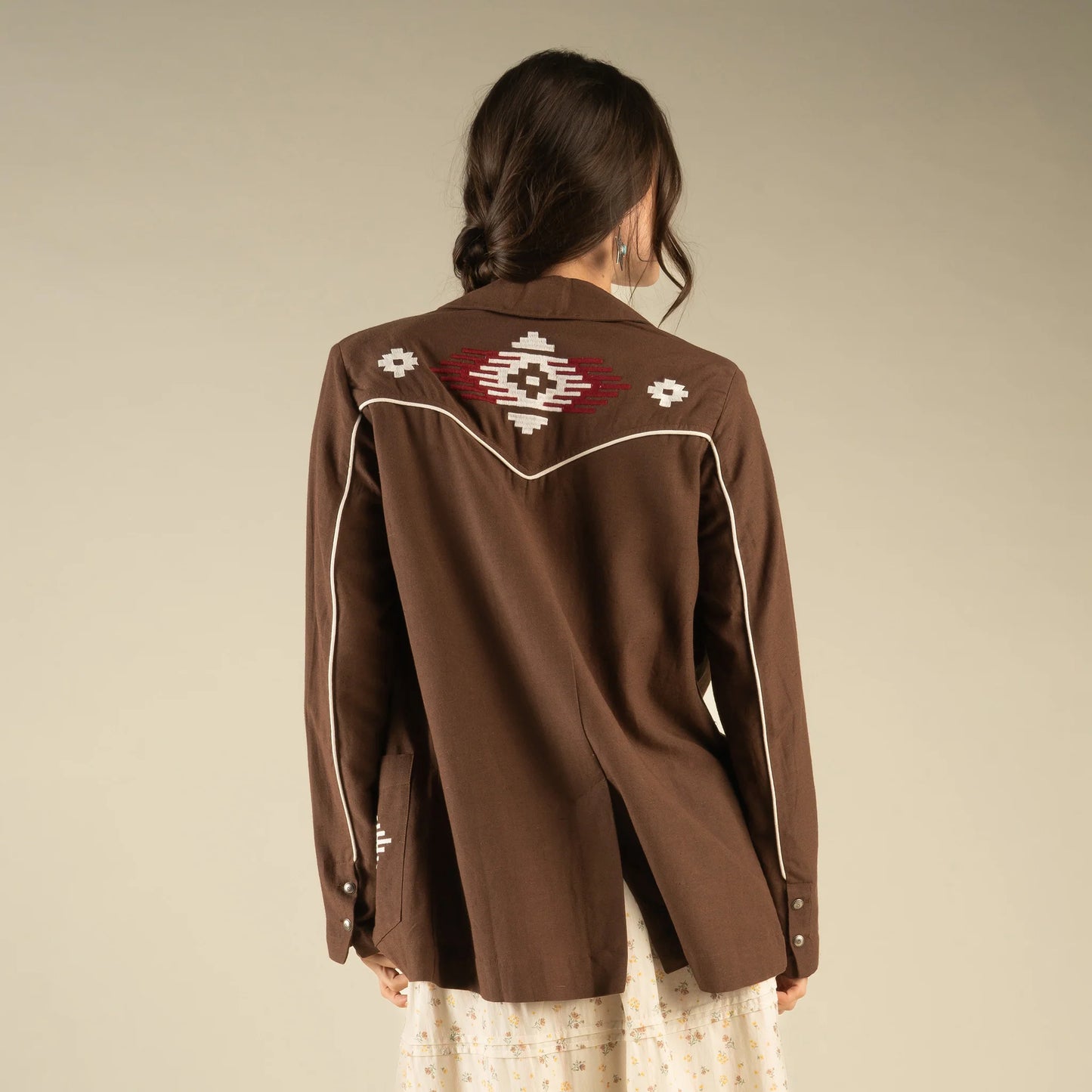 The Eleanor Relaxed Western Blazer in Oakroom by Sendero Provisions