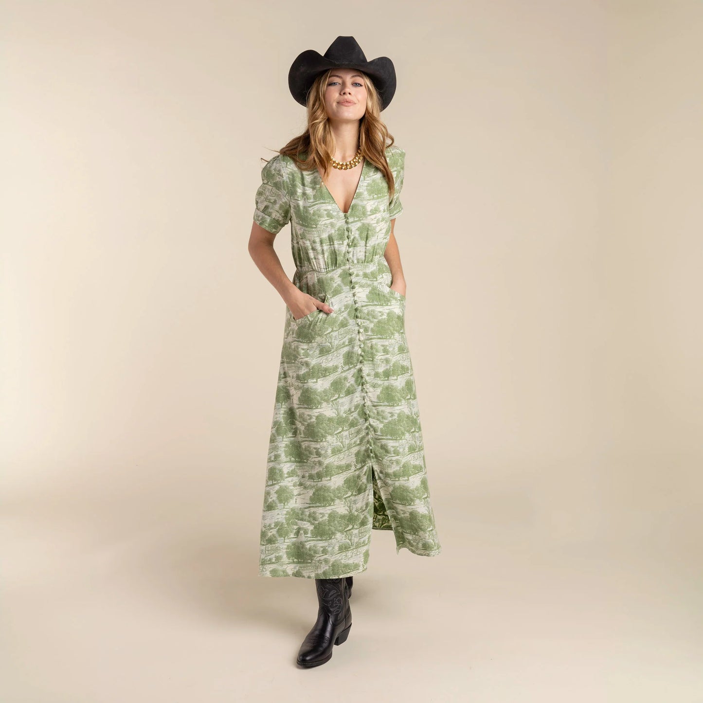 Darcy Dress in Green Toile by Sendero