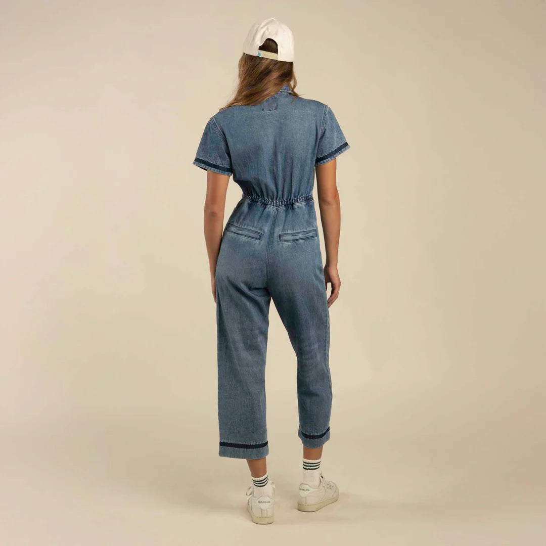 Indigo denim Dolly Jumpsuit from SPCR124S11, back view