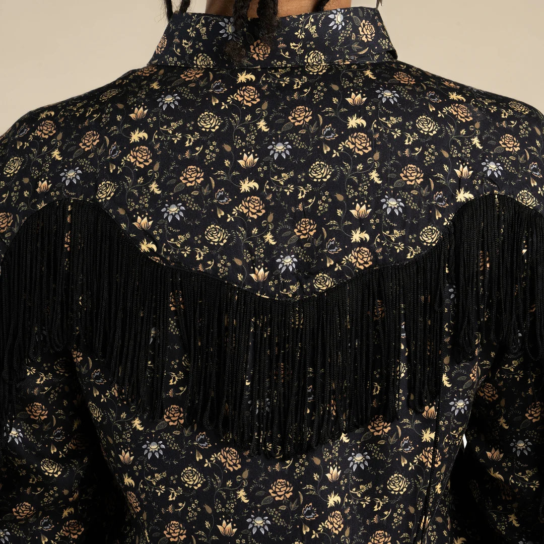 June Western Blouse by Sendero Provisions -Black Floral
