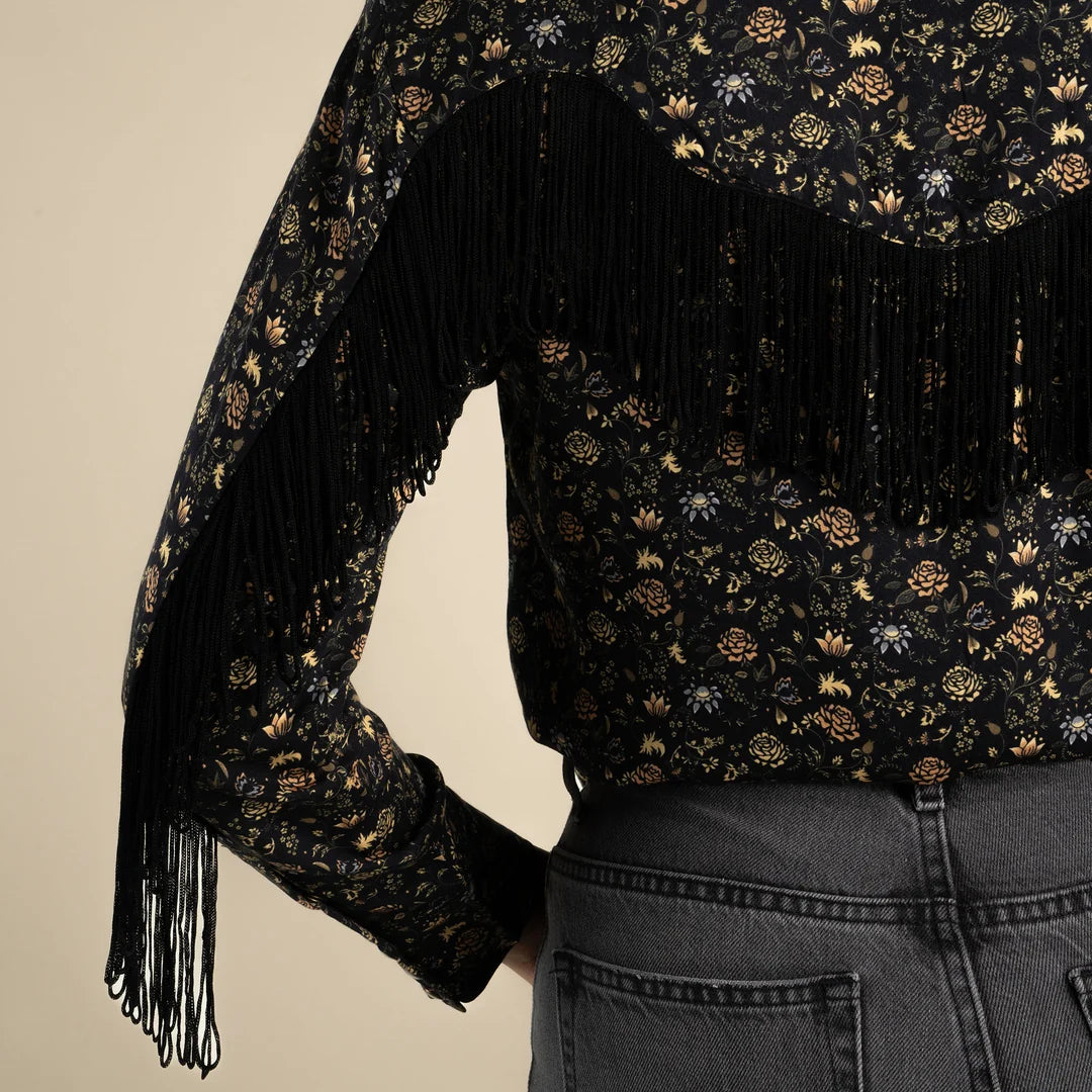 June Western Blouse by Sendero Provisions -Black Floral