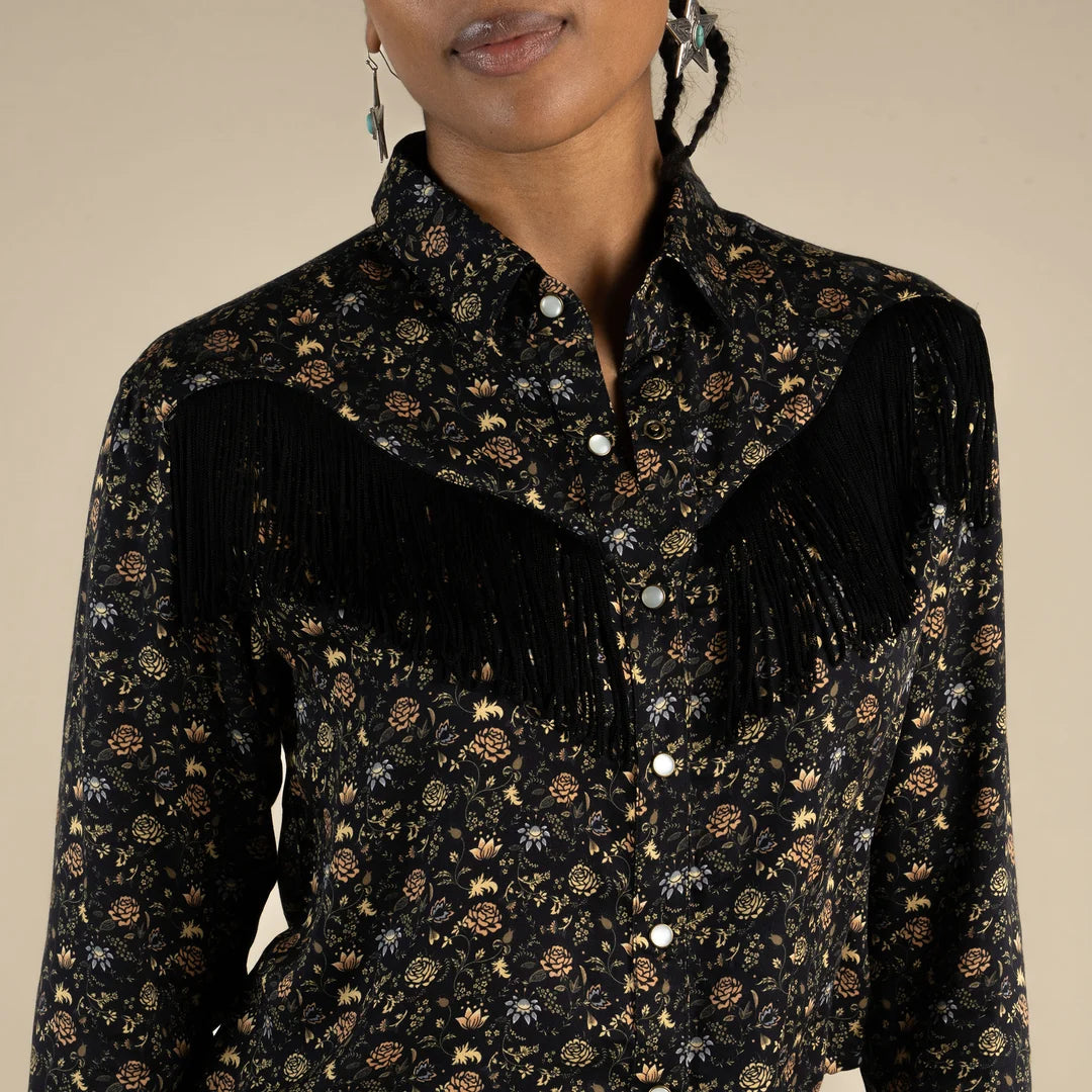 June Western Blouse by Sendero Provisions -Black Floral