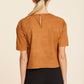 Faux Suede Cropped Tee in Burnt Orange