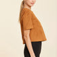 Faux Suede Cropped Tee in Burnt Orange