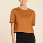 Faux Suede Cropped Tee in Burnt Orange