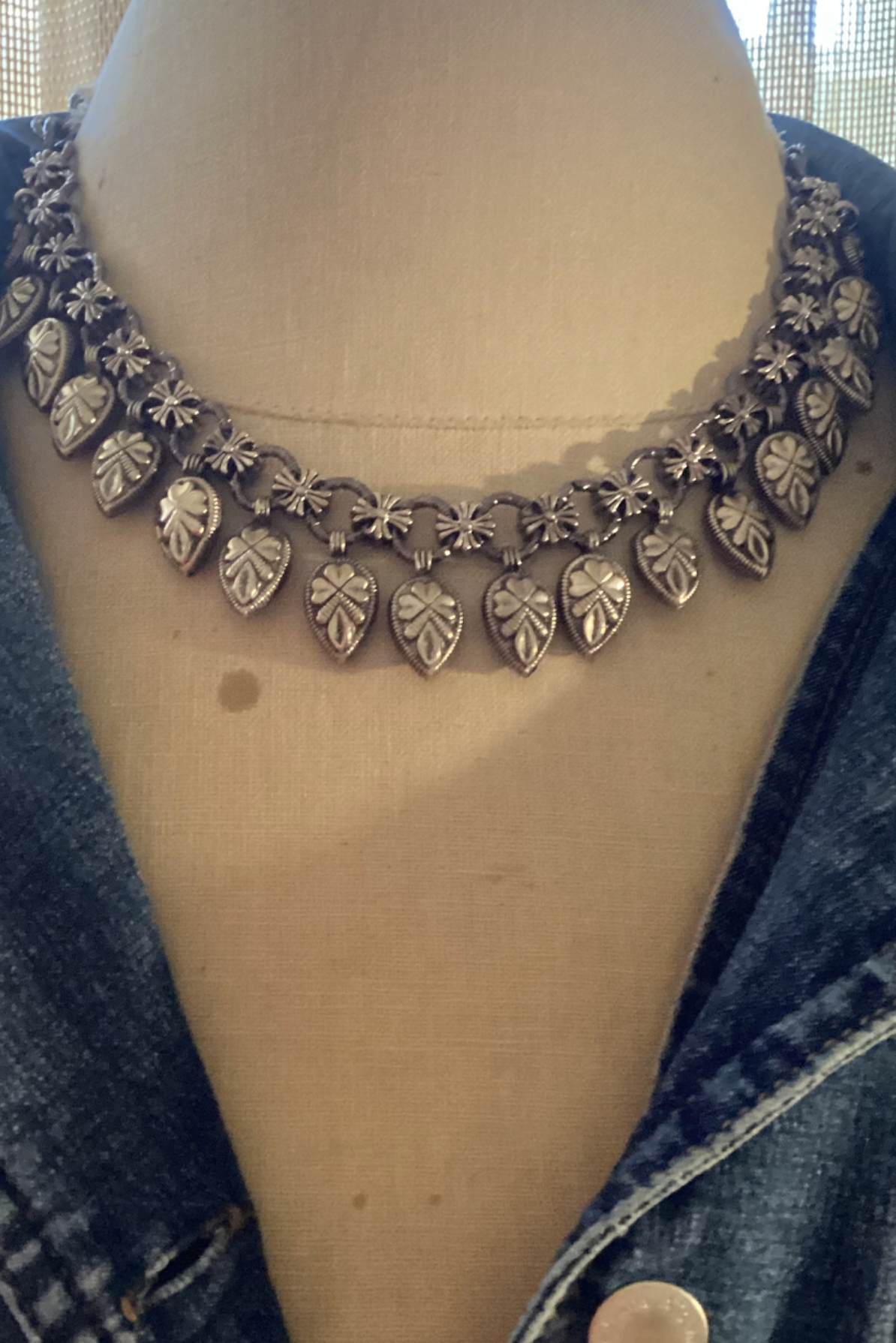Oxidized Chain with Indian Silver Charms Necklace by Amy Kaplan