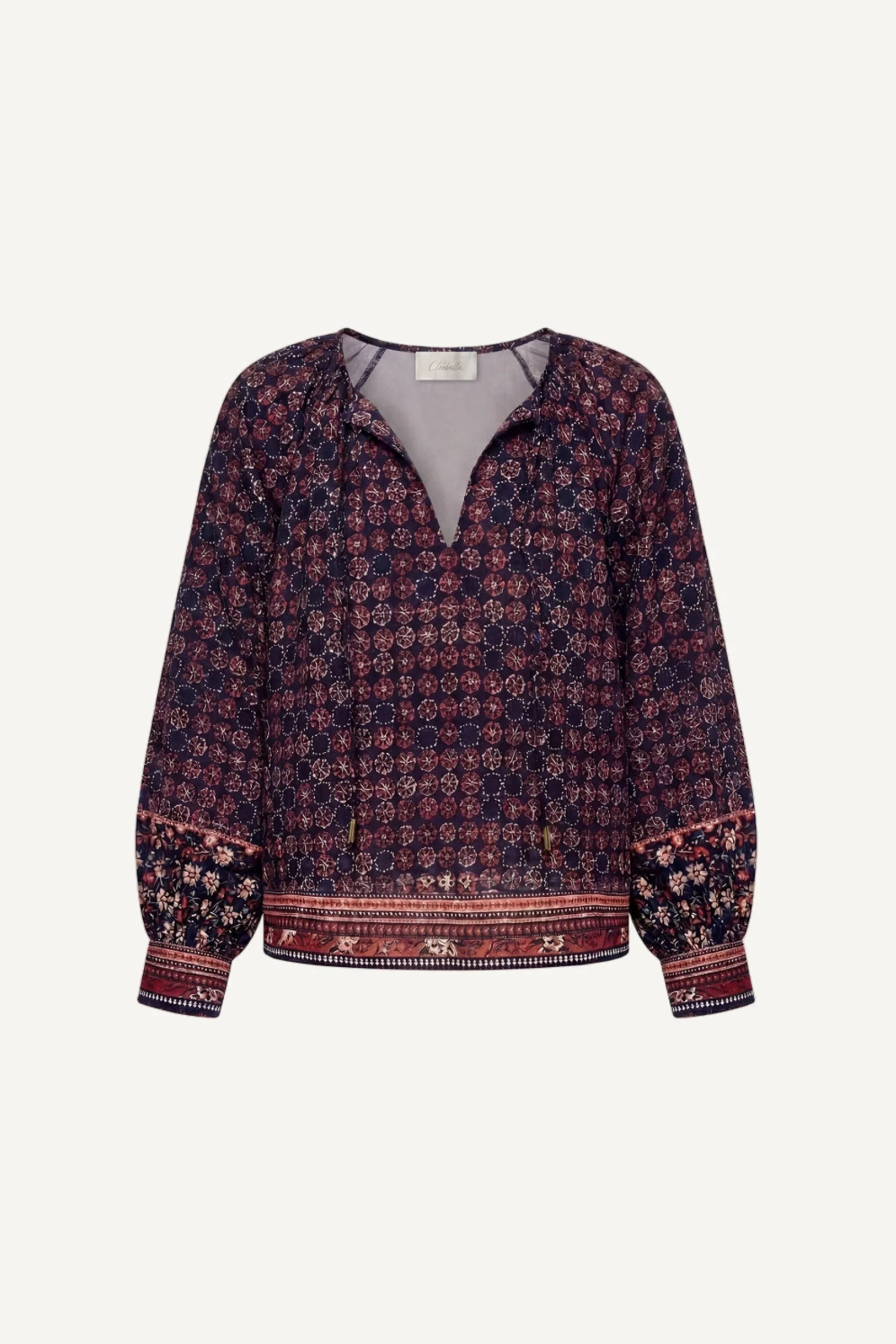 Sonya Top in Zocalo Rose Tan Print by Cleobella