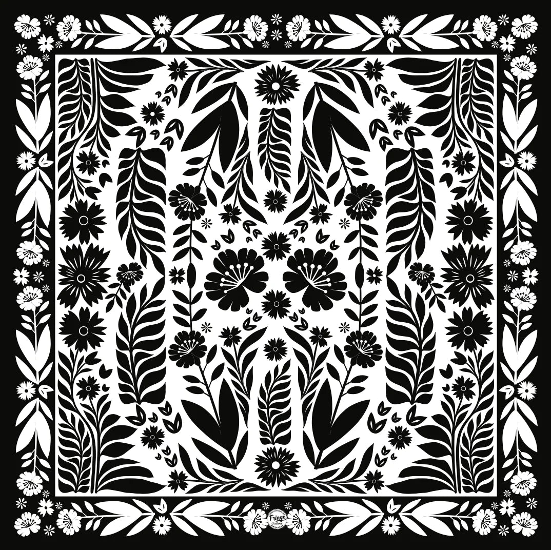 Señorita Black and White Wild Rag Scarf at Bourbon Cowgirl